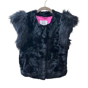 Black Faux Fur Vest Fancy Skaist Taylor Black Pink Lining Size XS